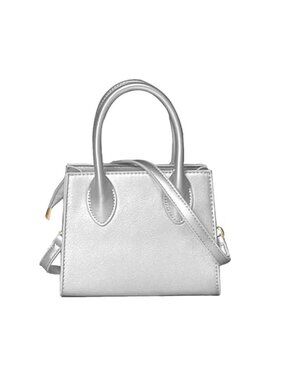 Silver Mini Crossbody Bag Faux Leather Small Shoulder Clutch Purse Handbag